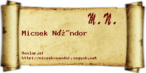 Micsek Nándor névjegykártya